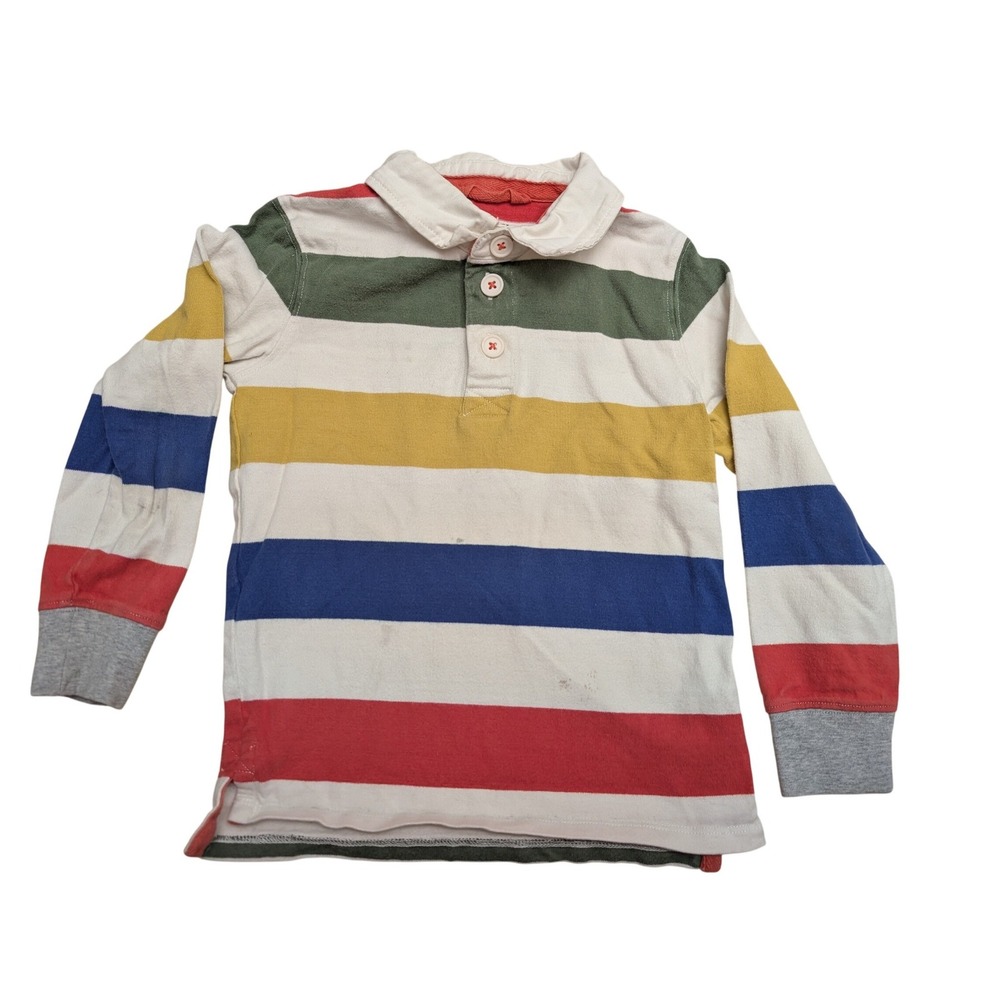 Mini Boden Kids Striped Rugby Shirt Multicolor Long Sleeve Polo Size 5-6Y